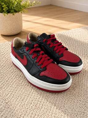 Air Jordan 1 Elevate Low SE Bred Womens 9 Black Red Platform DQ1823-006